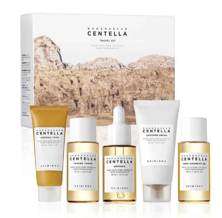 SKIN1004 Centella Cleanser, Face Serum, Toner, Soothing SkinCare Travel Set